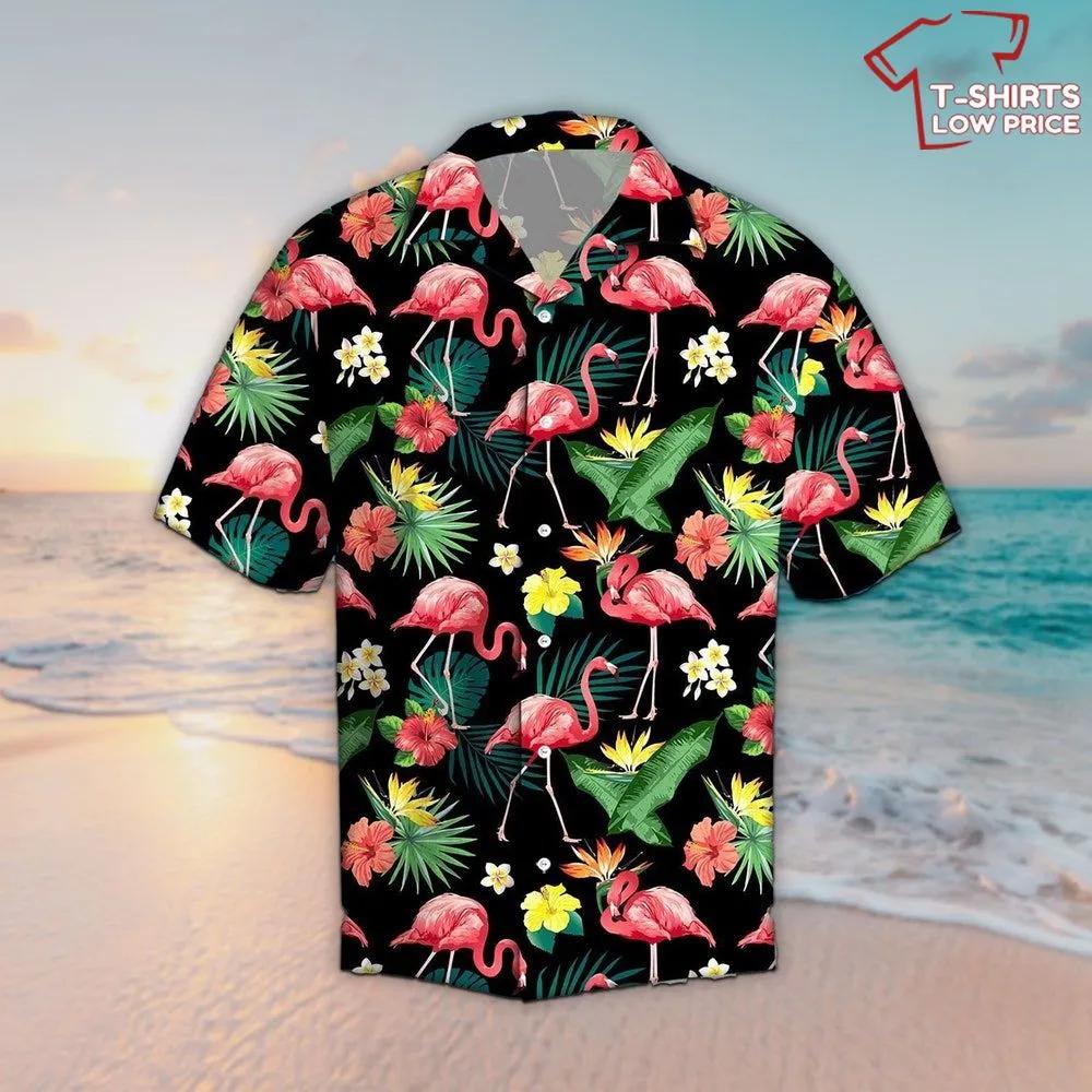 thumbnail image 2 of Women's Pink Flamingo Hawaiian Shirt – Aloha Beach Button-Up Blouse, Printed Tropical 2 of 6