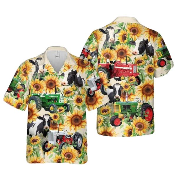 Cow Tractor Sunflower Aloha Hawaiian Shirt Cow Tractor Sunflower Aloha Hawaiian Shirt