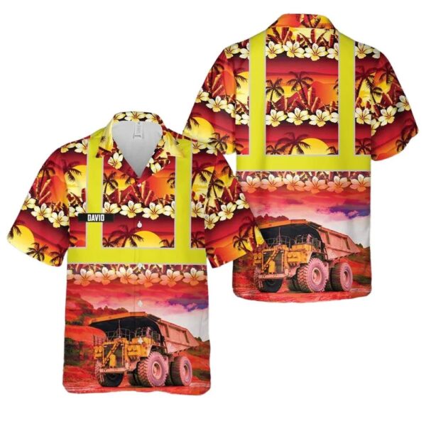 Custom Name Mining Dump Truck Tropical Hawaiian Shirt Cheap