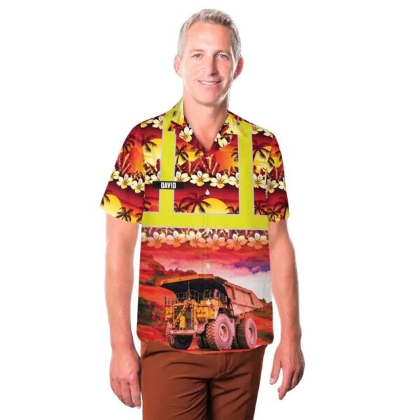 Custom Name Mining Dump Truck Tropical Hawaiian Shirt Cheap