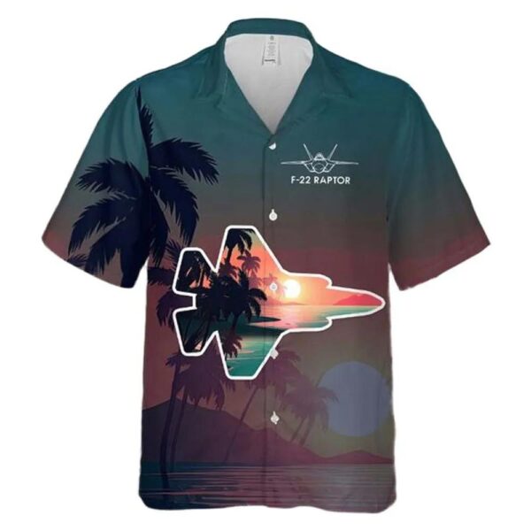 F22 Raptor Beach & Palm Tree Aloha Hawaiian Shirt