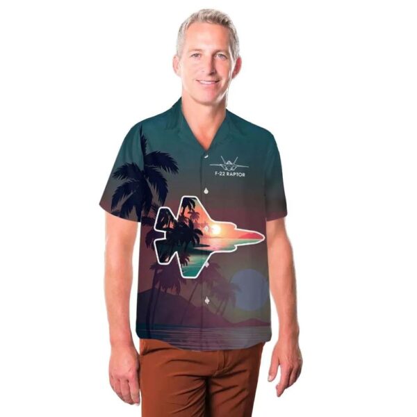 F22 Raptor Beach & Palm Tree Aloha Hawaiian Shirt