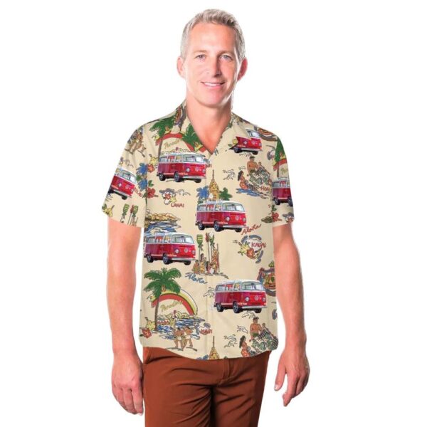1971 VW Bus with a Porsche 964 Powertrain Hawaiian Shirt Man