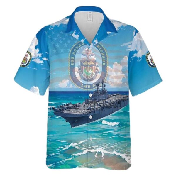 US Navy USS Bonhomme Richard (LHD-6) Hawaiian Shirt Cheap US Navy USS Bonhomme Richard (LHD-6) Hawaiian Shirt Cheap