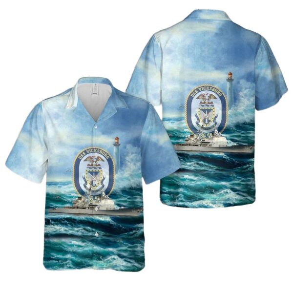 US Navy USS Vicksburg (CG-69) Hawaiian Shirt For Men And Women US Navy USS Vicksburg (CG-69) Hawaiian Shirt For Men And Women