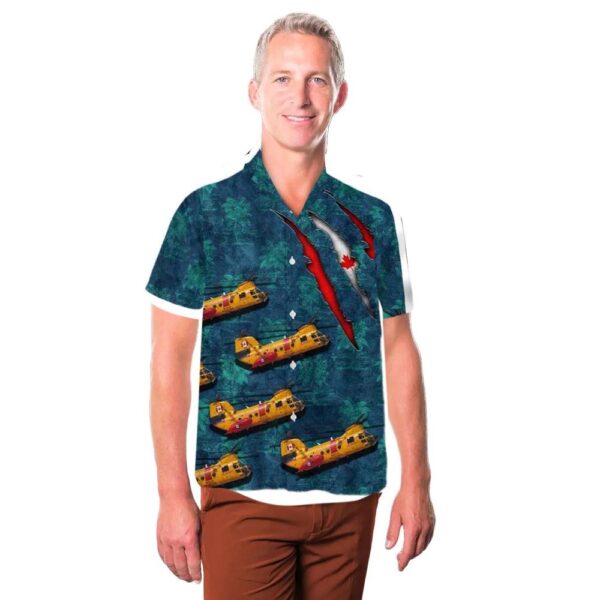 RCAF 103 Search and Rescue Squadron CH-113 Labrador Button Up Hawaiian Shirt RCAF 103 Search and Rescue Squadron CH-113 Labrador Button Up Hawaiian Shirt