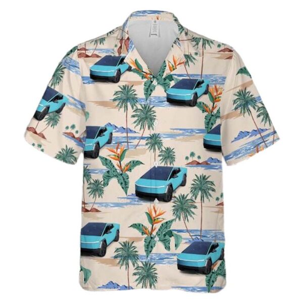 Cybertruck in Miami Blue Hawaiian Shirt Cheap