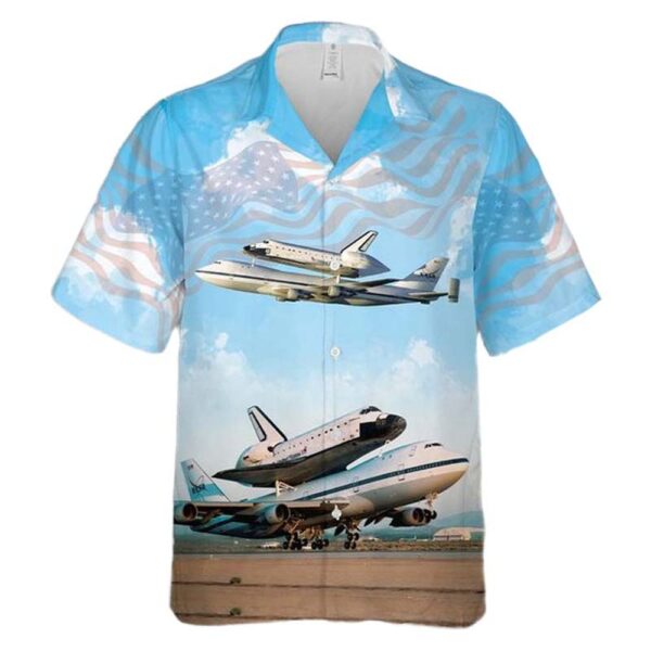 Shuttle Carrier Aircraft NASA Shuttle Transport Hawaiian Shirt Man Shuttle Carrier Aircraft NASA Shuttle Transport Hawaiian Shirt Man