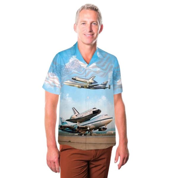 Shuttle Carrier Aircraft NASA Shuttle Transport Hawaiian Shirt Man Shuttle Carrier Aircraft NASA Shuttle Transport Hawaiian Shirt Man
