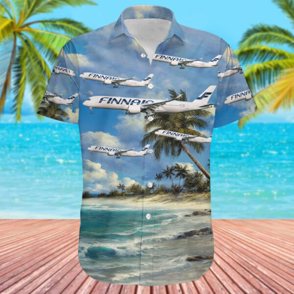 Airbus A350-941 Finnair Hawaiian Shirt Airbus A350-941 Finnair Hawaiian Shirt