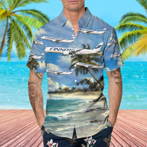 Airbus A350-941 Finnair Hawaiian Shirt Airbus A350-941 Finnair Hawaiian Shirt