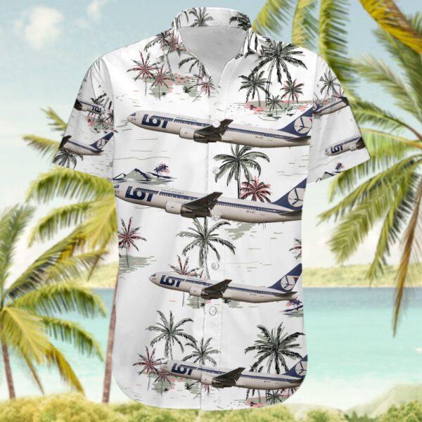 Boeing 767-35D(ER) LOT Polish Airlines Hawaiian Shirt Boeing 767-35D(ER) LOT Polish Airlines Hawaiian Shirt