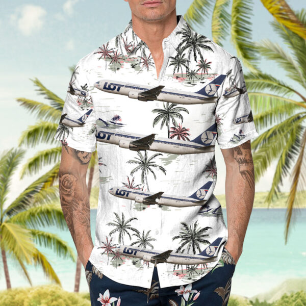 Boeing 767-35D(ER) LOT Polish Airlines Hawaiian Shirt Boeing 767-35D(ER) LOT Polish Airlines Hawaiian Shirt