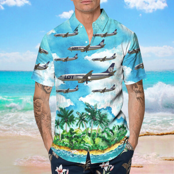 Boeing 737-45D LOT Polish Airlines Hawaiian Shirt Boeing 737-45D LOT Polish Airlines Hawaiian Shirt