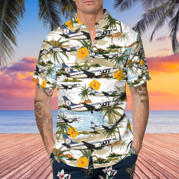 Boeing 737-55D LOT Polish Airlines Hawaiian Shirt Boeing 737-55D LOT Polish Airlines Hawaiian Shirt