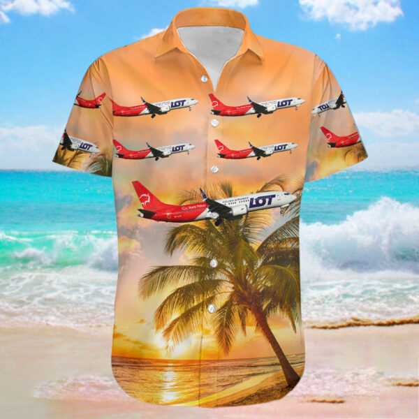 Boeing 737-8 MAX LOT Polish Airlines Hawaiian Shirt Boeing 737-8 MAX LOT Polish Airlines Hawaiian Shirt