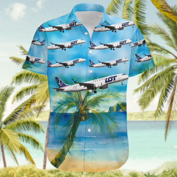 Embraer ERJ-190-100STD LOT Polish Airlines Hawaiian Shirt Embraer ERJ-190-100STD LOT Polish Airlines Hawaiian Shirt