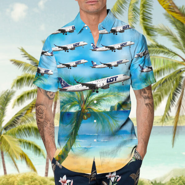Embraer ERJ-190-100STD LOT Polish Airlines Hawaiian Shirt Embraer ERJ-190-100STD LOT Polish Airlines Hawaiian Shirt
