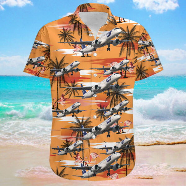 Embraer ERJ-190-400STD LOT Polish Airlines Hawaiian Shirt Embraer ERJ-190-400STD LOT Polish Airlines Hawaiian Shirt