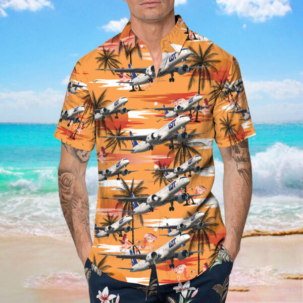 Embraer ERJ-190-400STD LOT Polish Airlines Hawaiian Shirt Embraer ERJ-190-400STD LOT Polish Airlines Hawaiian Shirt