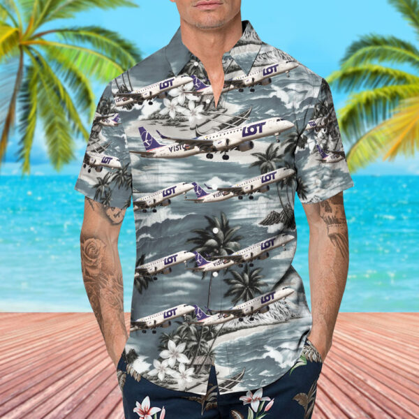 Embraer ERJ-190-200IGW LOT Polish Airlines Hawaiian Shirt Embraer ERJ-190-200IGW LOT Polish Airlines Hawaiian Shirt