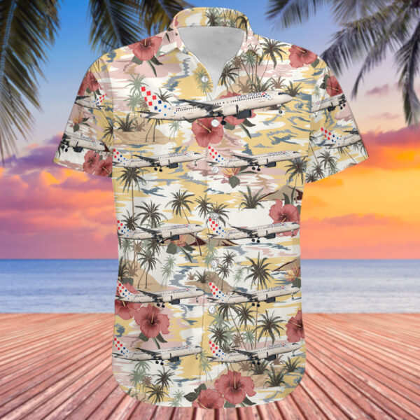 Airbus A220-371 Croatia Airlines Hawaiian Shirt Airbus A220-371 Croatia Airlines Hawaiian Shirt