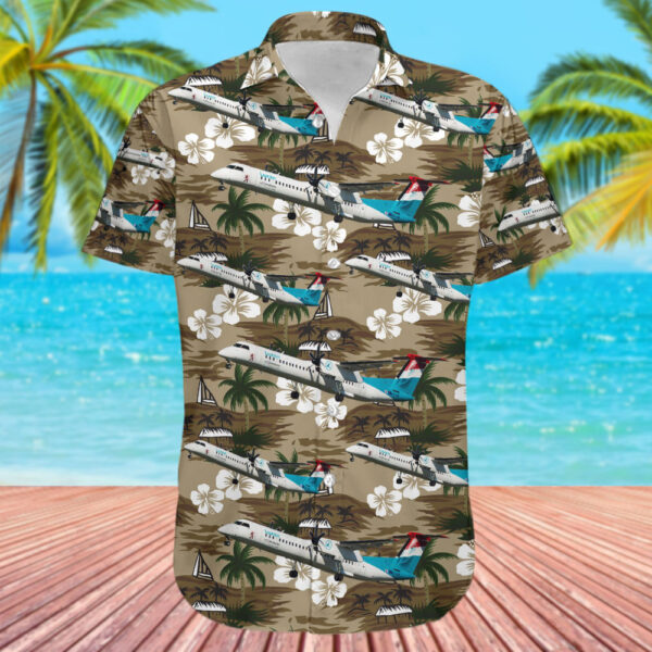 Bombardier Dash 8-Q402 Luxair Luxembourg Airlines Hawaiian Shirt Bombardier Dash 8-Q402 Luxair Luxembourg Airlines Hawaiian Shirt