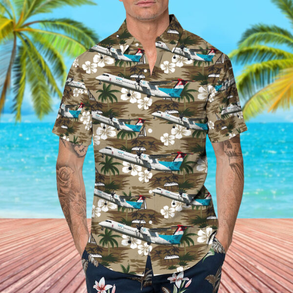 Bombardier Dash 8-Q402 Luxair Luxembourg Airlines Hawaiian Shirt Bombardier Dash 8-Q402 Luxair Luxembourg Airlines Hawaiian Shirt