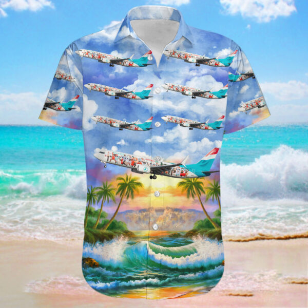 Boeing 737-8C9 Luxair Luxembourg Airlines Hawaiian Shirt Boeing 737-8C9 Luxair Luxembourg Airlines Hawaiian Shirt