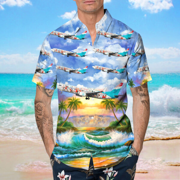 Boeing 737-8C9 Luxair Luxembourg Airlines Hawaiian Shirt Boeing 737-8C9 Luxair Luxembourg Airlines Hawaiian Shirt