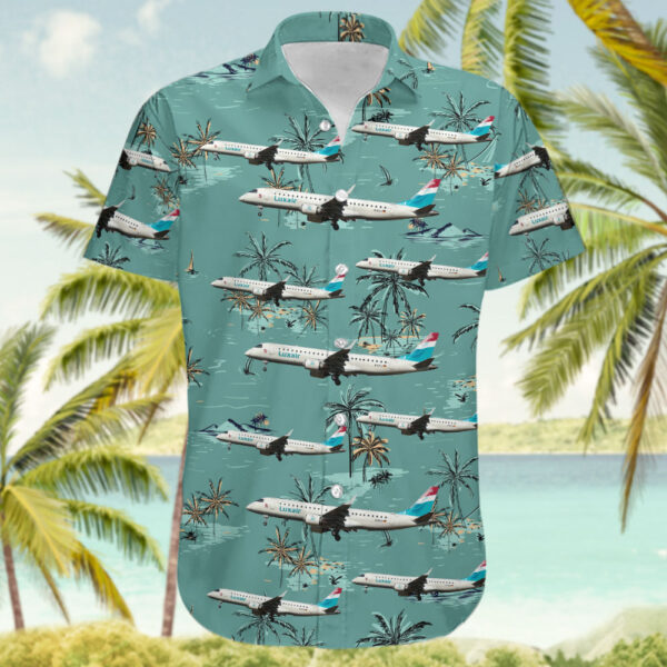 Embraer ERJ-190-100LR Luxair Luxembourg Airlines (German Airways) Hawaiian Shirt Embraer ERJ-190-100LR Luxair Luxembourg Airlines (German Airways) Hawaiian Shirt