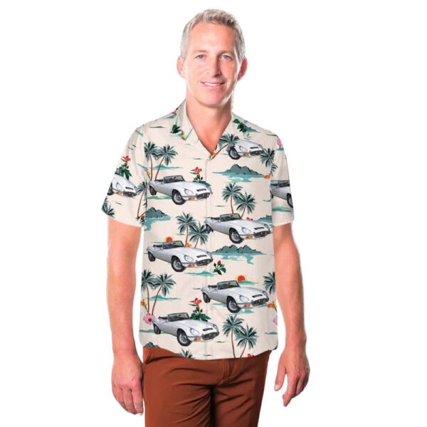 1973 Jaguar E-Type Series 3 Roadster Hawaiian Shirt Man 1973 Jaguar E-Type Series 3 Roadster Hawaiian Shirt Man