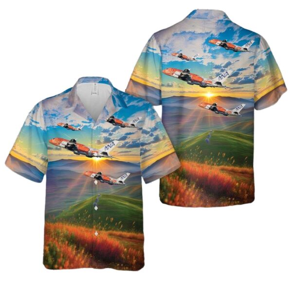 ANA Airbus A380-841 Ka La Orange turtle livery Button Up Hawaiian Shirt ANA Airbus A380-841 Ka La Orange turtle livery Button Up Hawaiian Shirt