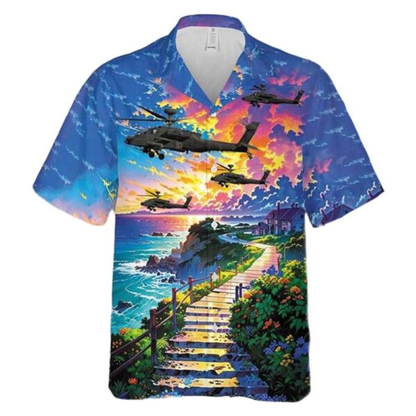 Arizona Army NG 1st Apache Helicopter Attack Battalion 285th Aviation Regiment Boeing AH-64D Apache Longbow Hawaiian Shirt Cheap Arizona Army NG 1st Apache Helicopter Attack Battalion 285th Aviation Regiment Boeing AH-64D Apache Longbow Hawaiian Shirt Cheap
