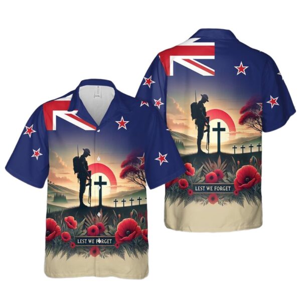 New Zealand Silver Fern Anzac Day Hawaiian Shirt Cheap New Zealand Silver Fern Anzac Day Hawaiian Shirt Cheap