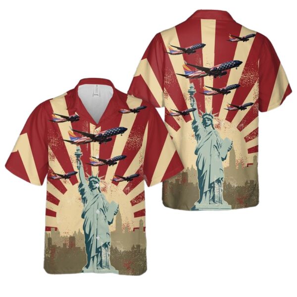 Southwest Airlines Boeing 737-800 Freedom One 4th Of July Hawaiian Shirt Outfit Southwest Airlines Boeing 737-800 Freedom One 4th Of July Hawaiian Shirt Outfit