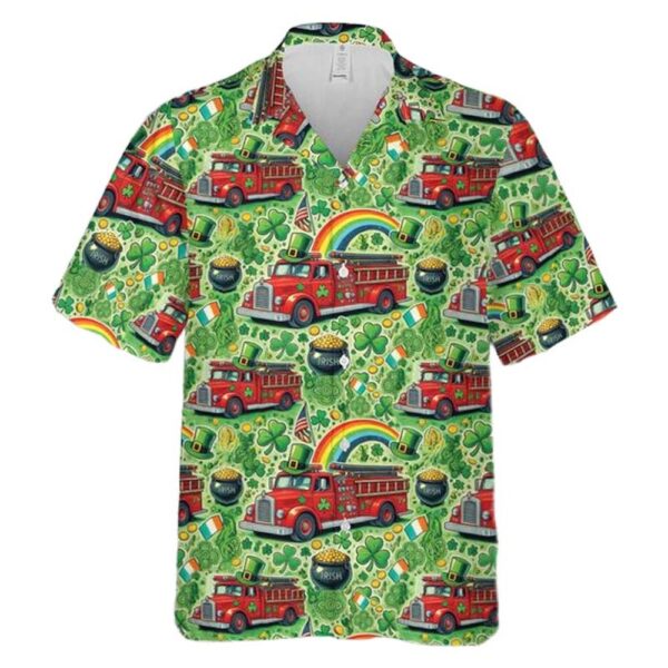 St Patricks Day Firetruck Cheap Hawaiian Shirt St Patricks Day Firetruck Cheap Hawaiian Shirt