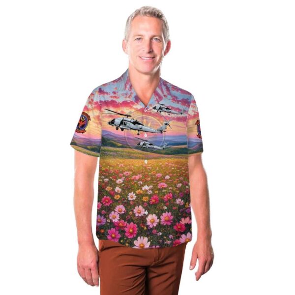 US Navy Helicopter Sea Combat Squadron EIGHT FIVE (HSC-85) HH-60H Seahawk Button Up Hawaiian Shirt US Navy Helicopter Sea Combat Squadron EIGHT FIVE (HSC-85) HH-60H Seahawk Button Up Hawaiian Shirt