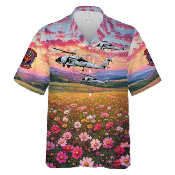 US Navy Helicopter Sea Combat Squadron EIGHT FIVE (HSC-85) HH-60H Seahawk Button Up Hawaiian Shirt US Navy Helicopter Sea Combat Squadron EIGHT FIVE (HSC-85) HH-60H Seahawk Button Up Hawaiian Shirt