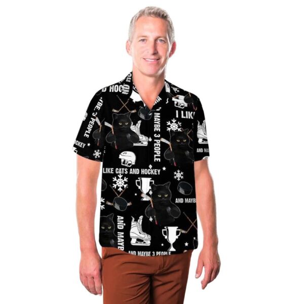 Cats And Hockey Button Up Hawaiian Shirt Cats And Hockey Button Up Hawaiian Shirt