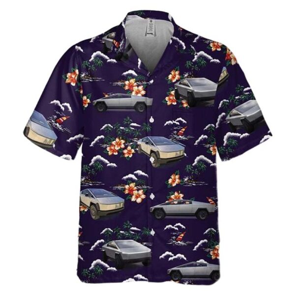Easily Distracted By Tesla Cybertruck Pocket Button Up Hawaiian Shirt