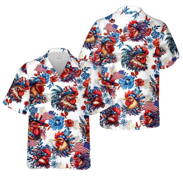 Patriotic Rooster 4th of July Hawaiian Shirt For Men And Women Patriotic Rooster 4th of July Hawaiian Shirt For Men And Women
