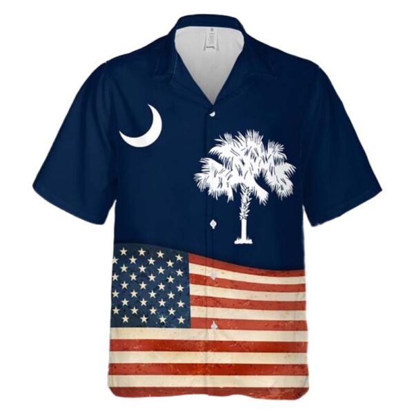 South Carolina State And American Flag Hawaiian Shirt For Men And Women South Carolina State And American Flag Hawaiian Shirt For Men And Women