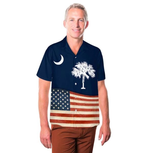 South Carolina State And American Flag Hawaiian Shirt For Men And Women South Carolina State And American Flag Hawaiian Shirt For Men And Women