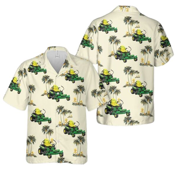 Green Zero-Turn Riding Lawn Mower Button Up Hawaiian Shirt Green Zero-Turn Riding Lawn Mower Button Up Hawaiian Shirt