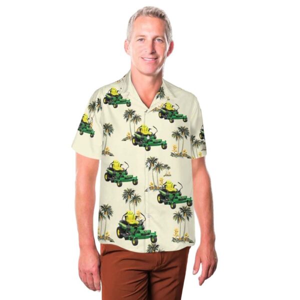 Green Zero-Turn Riding Lawn Mower Button Up Hawaiian Shirt Green Zero-Turn Riding Lawn Mower Button Up Hawaiian Shirt