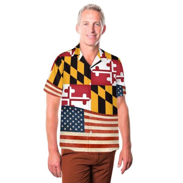 Maryland State And American Flag Hawaiian Shirt Outfit