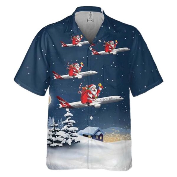 Santa Claus Australia Qantas Boeing 787-9 Dreamliner Pocket Hawaiian Shirt For Men And Women Santa Claus Australia Qantas Boeing 787-9 Dreamliner Pocket Hawaiian Shirt For Men And Women
