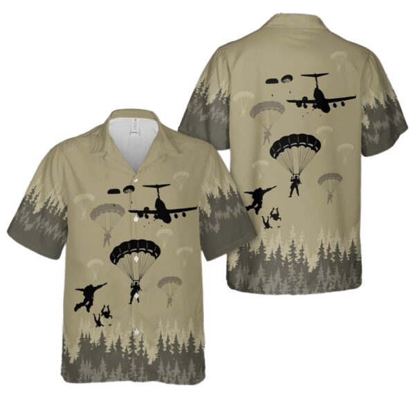 Skydivers Army Men Paratrooper Silhouettes Cheap Hawaiian Shirt