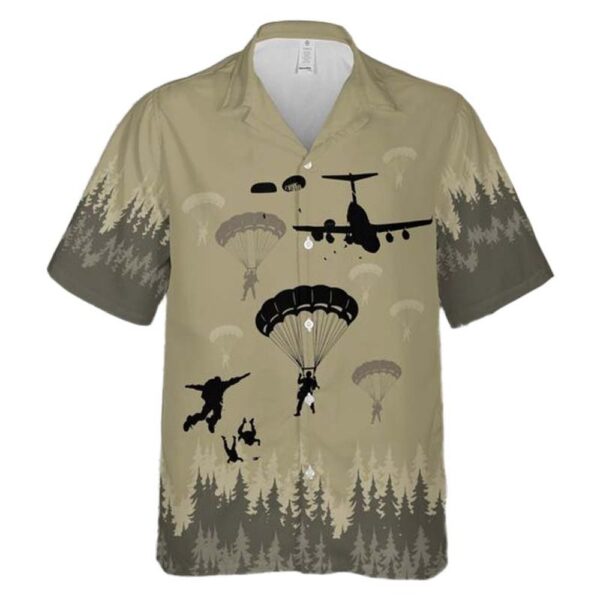 Skydivers Army Men Paratrooper Silhouettes Cheap Hawaiian Shirt